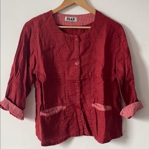 Flax Red Linen Cardigan, Small